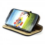 Wholesale Samsung Galaxy S4 Square Flip Leather Wallet Case with Stand (Black)